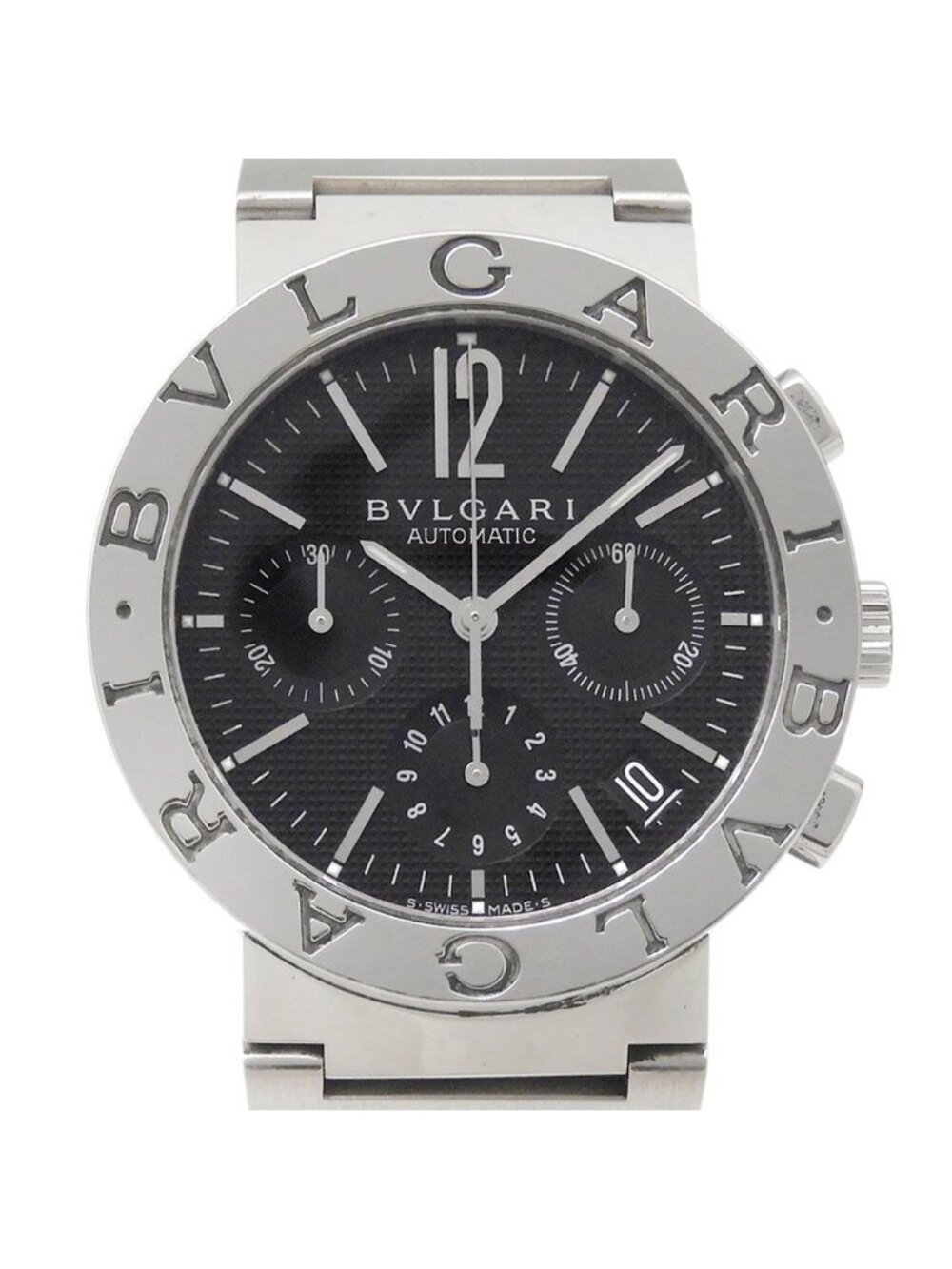Bvlgari Stainless Steel Automatic Chronograph Black Dial Watch